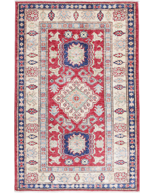 Kazak 2' 8" X 4' 2" Hand Knotted Wool Rug 2' 8" X 4' 2" (81 X 127) / Red / Wool