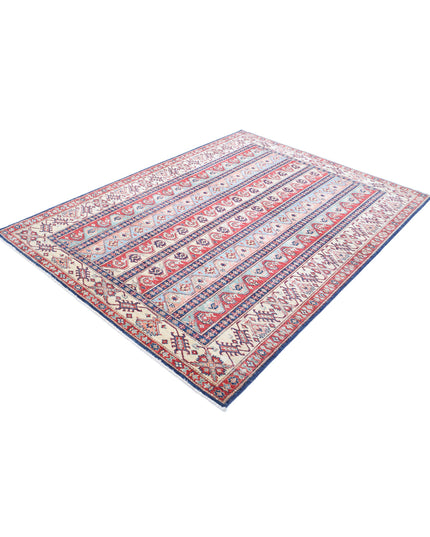 Kazak 5' 6" X 7' 4" Hand Knotted Wool Rug 5' 6" X 7' 4" (168 X 223) / Blue / Wool