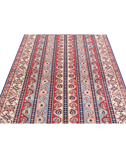Kazak 5' 6" X 7' 4" Hand Knotted Wool Rug 5' 6" X 7' 4" (168 X 223) / Blue / Wool