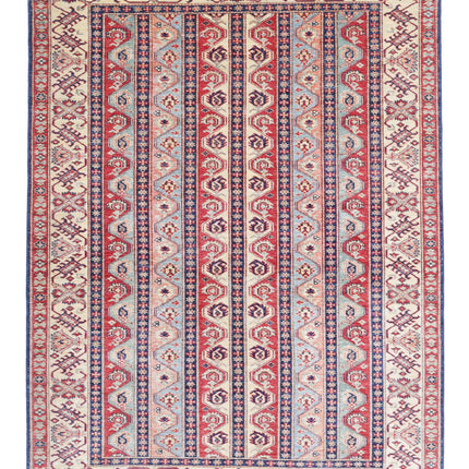 Kazak 5' 6" X 7' 4" Hand Knotted Wool Rug 5' 6" X 7' 4" (168 X 223) / Blue / Wool