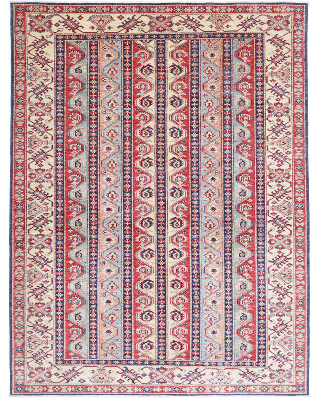Kazak 5' 6" X 7' 4" Hand Knotted Wool Rug 5' 6" X 7' 4" (168 X 223) / Blue / Wool