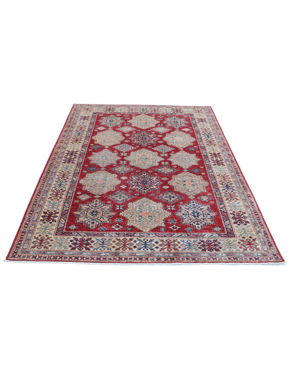 Kazak 5' 3" X 7' 6" Hand Knotted Wool Rug 5' 3" X 7' 6" (160 X 229) / Red / Wool