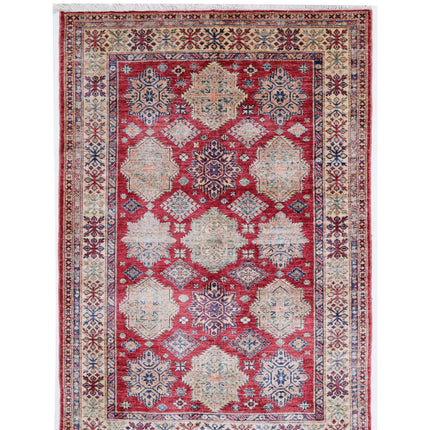 Kazak 5' 3" X 7' 6" Hand Knotted Wool Rug 5' 3" X 7' 6" (160 X 229) / Red / Wool