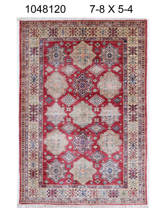 Kazak 5' 3" X 7' 6" Hand Knotted Wool Rug 5' 3" X 7' 6" (160 X 229) / Red / Wool