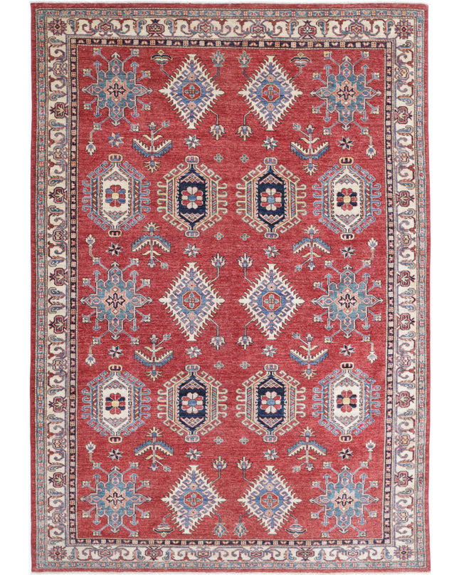 Kazak 6' 7" X 9' 8" Hand Knotted Wool Rug 6' 7" X 9' 8" (201 X 295) / Red / Wool