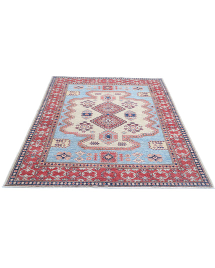 Kazak 5' 1" X 6' 9" Hand Knotted Wool Rug 5' 1" X 6' 9" (155 X 206) / Blue / Wool