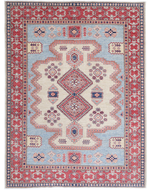 Kazak 5' 1" X 6' 9" Hand Knotted Wool Rug 5' 1" X 6' 9" (155 X 206) / Blue / Wool