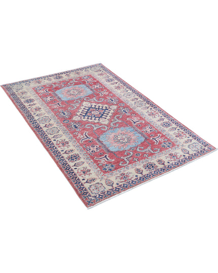 Kazak 3' 4" X 5' 0" Hand Knotted Wool Rug 3' 4" X 5' 0" (101 X 152) / Red / Wool