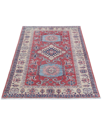 Kazak 3' 4" X 5' 0" Hand Knotted Wool Rug 3' 4" X 5' 0" (101 X 152) / Red / Wool