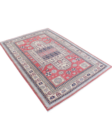 Kazak 4' 8" X 6' 9" Hand Knotted Wool Rug 4' 8" X 6' 9" (142 X 206) / Red / Wool