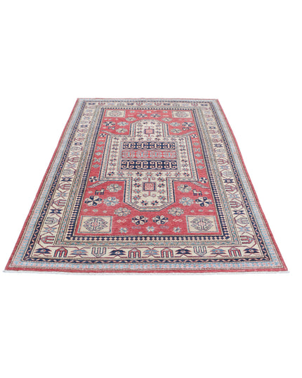 Kazak 4' 8" X 6' 9" Hand Knotted Wool Rug 4' 8" X 6' 9" (142 X 206) / Red / Wool