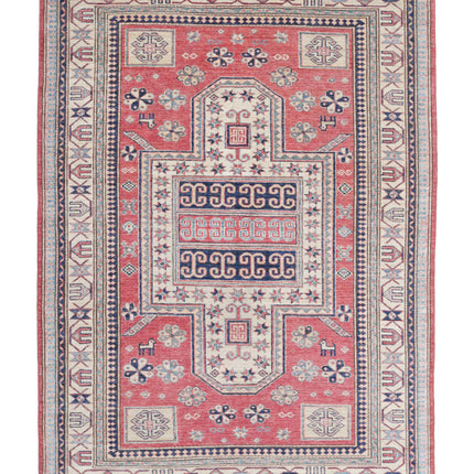 Kazak 4' 8" X 6' 9" Hand Knotted Wool Rug 4' 8" X 6' 9" (142 X 206) / Red / Wool