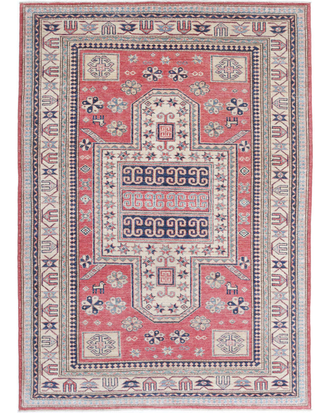 Kazak 4' 8" X 6' 9" Hand Knotted Wool Rug 4' 8" X 6' 9" (142 X 206) / Red / Wool