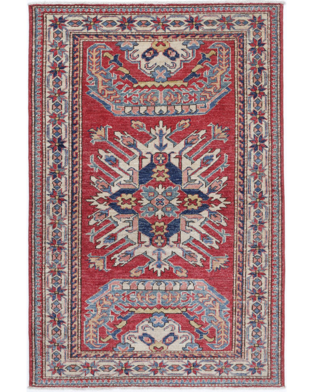 Kazak 3' 1" X 4' 9" Hand Knotted Wool Rug 3' 1" X 4' 9" (94 X 145) / Red / Wool