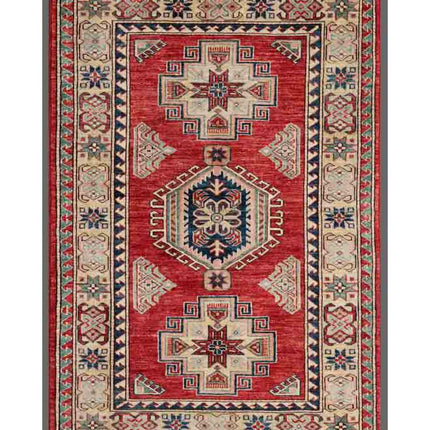 Kazak 3' 0" X 4' 6" Hand Knotted Wool Rug 3' 0" X 4' 6" (91 X 137) / Red / Wool
