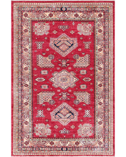 Kazak 5' 6" X 8' 1" Hand Knotted Wool Rug 5' 6" X 8' 1" (168 X 246) / Red / Wool