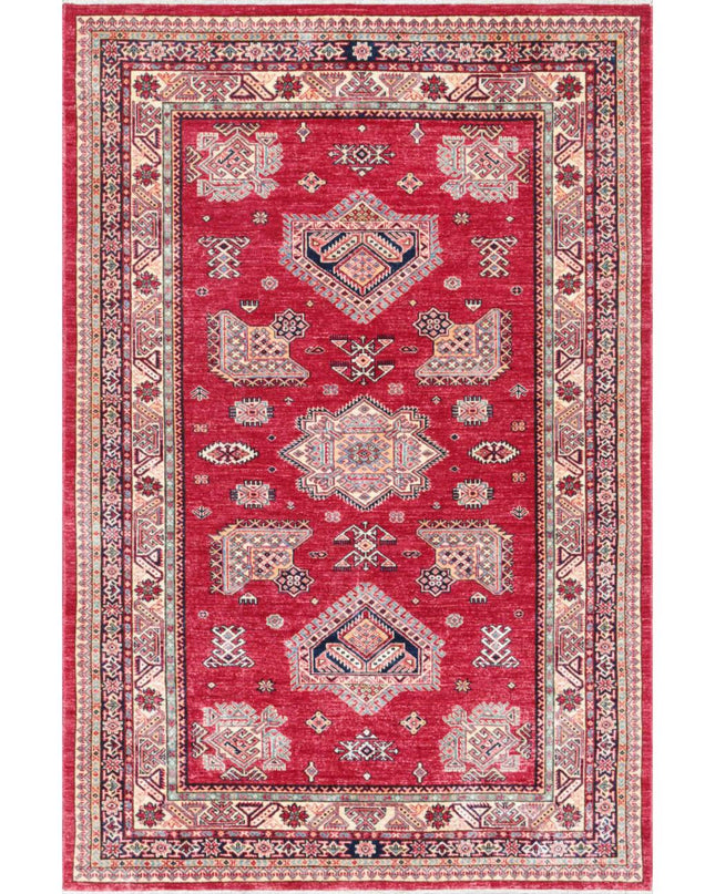 Kazak 5' 6" X 8' 1" Hand Knotted Wool Rug 5' 6" X 8' 1" (168 X 246) / Red / Wool