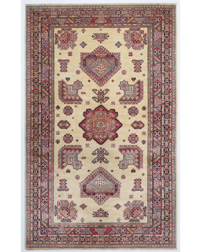 Kazak 5' 3" X 8' 6" Hand Knotted Wool Rug 5' 3" X 8' 6" (160 X 259) / Ivory / Wool
