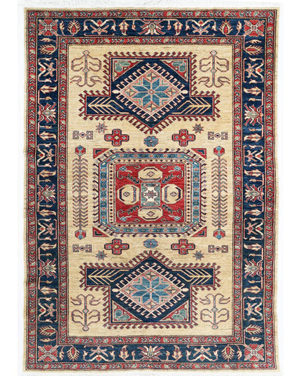 Kazak 5' 5" X 8' 0" Hand Knotted Wool Rug 5' 5" X 8' 0" (165 X 244) / Ivory / Wool