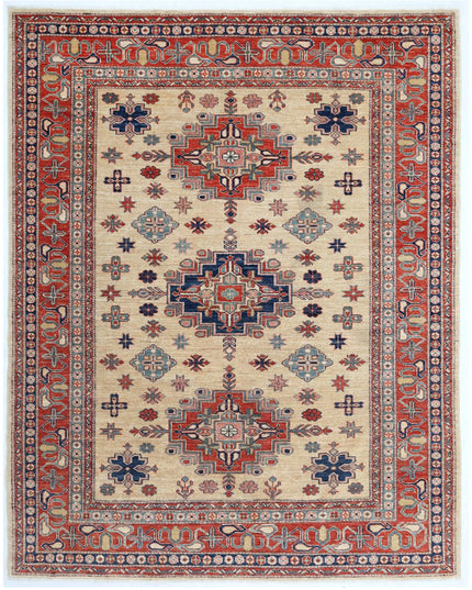 Kazak 6' 1" X 7' 6" Hand Knotted Wool Rug 6' 1" X 7' 6" (185 X 229) / Ivory / Wool