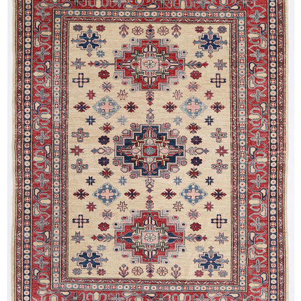 Kazak 6' 0" X 7' 5" Hand Knotted Wool Rug 6' 0" X 7' 5" (183 X 226) / Ivory / Wool