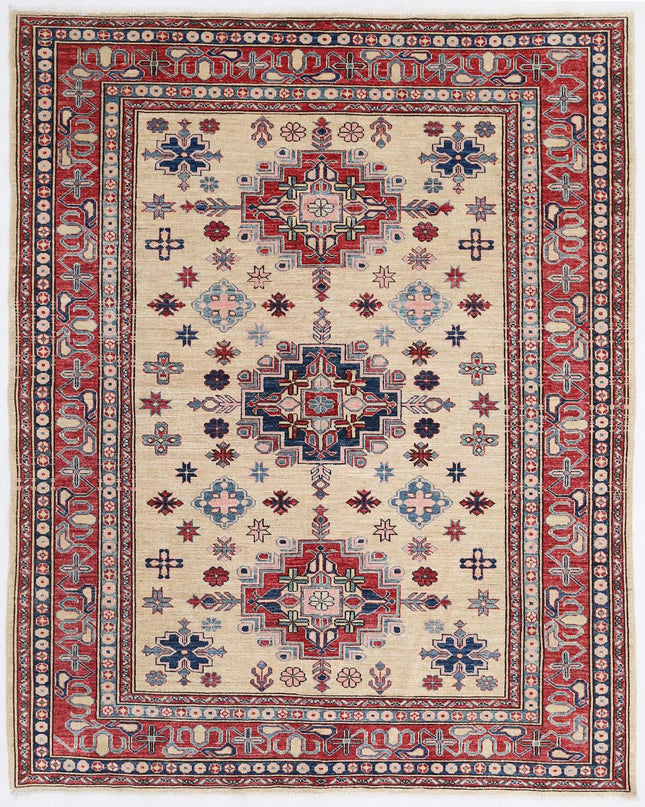 Kazak 6' 0" X 7' 5" Hand Knotted Wool Rug 6' 0" X 7' 5" (183 X 226) / Ivory / Wool