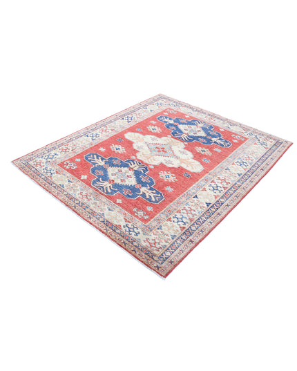 Kazak 4' 11" X 5' 11" Hand Knotted Wool Rug 4' 11" X 5' 11" (150 X 180) / Red / Wool