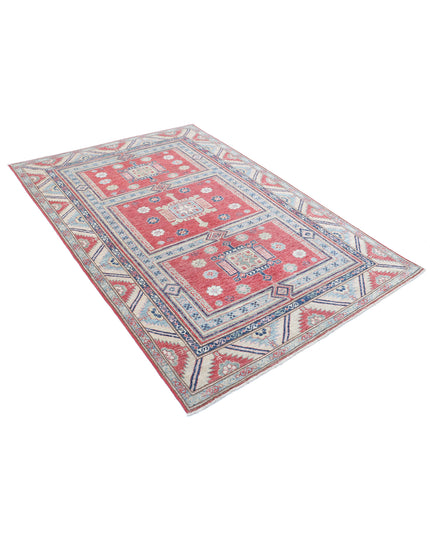 Kazak 4' 7" X 6' 9" Hand Knotted Wool Rug 4' 7" X 6' 9" (140 X 206) / Red / Wool