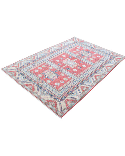 Kazak 4' 7" X 6' 9" Hand Knotted Wool Rug 4' 7" X 6' 9" (140 X 206) / Red / Wool