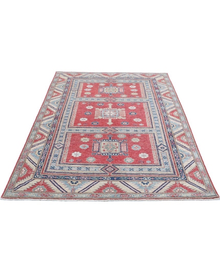Kazak 4' 7" X 6' 9" Hand Knotted Wool Rug 4' 7" X 6' 9" (140 X 206) / Red / Wool