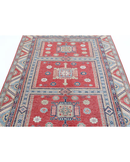 Kazak 4' 7" X 6' 9" Hand Knotted Wool Rug 4' 7" X 6' 9" (140 X 206) / Red / Wool