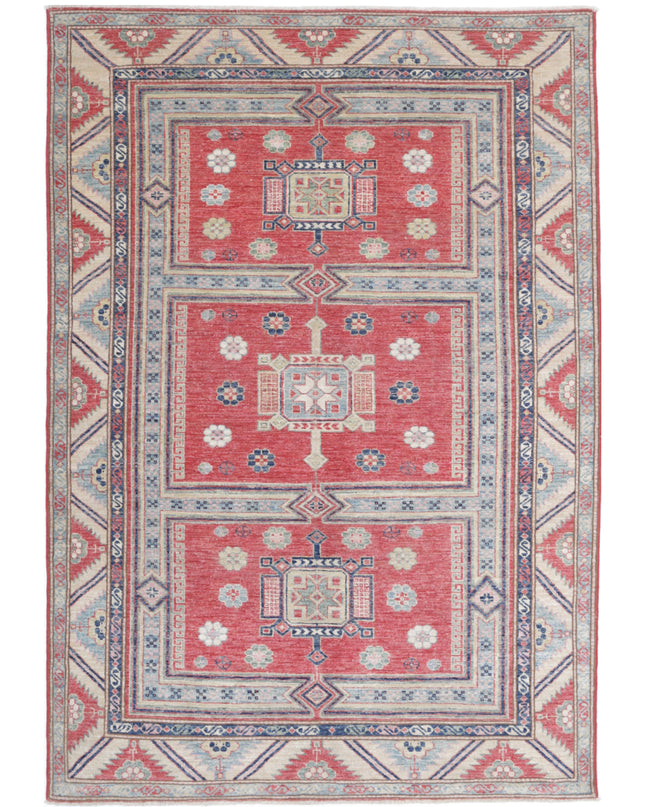 Kazak 4' 7" X 6' 9" Hand Knotted Wool Rug 4' 7" X 6' 9" (140 X 206) / Red / Wool