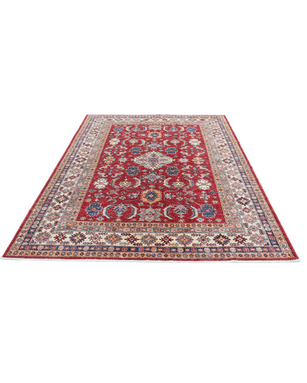 Kazak 6' 7" X 8' 8" Hand Knotted Wool Rug 6' 7" X 8' 8" (201 X 264) / Red / Wool