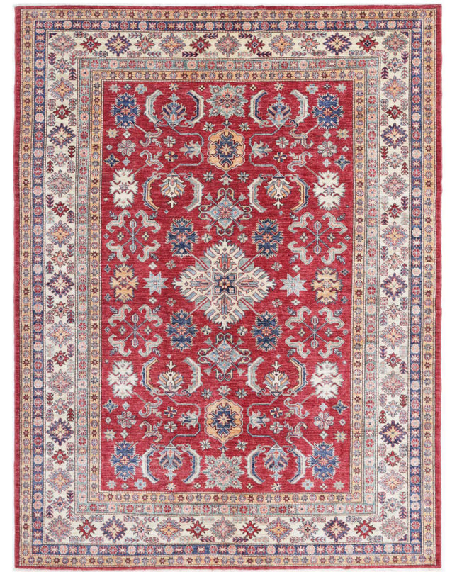 Kazak 6' 7" X 8' 8" Hand Knotted Wool Rug 6' 7" X 8' 8" (201 X 264) / Red / Wool