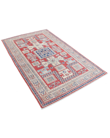 Kazak 4' 1" X 6' 7" Hand Knotted Wool Rug 4' 1" X 6' 7" (124 X 201) / Red / Wool