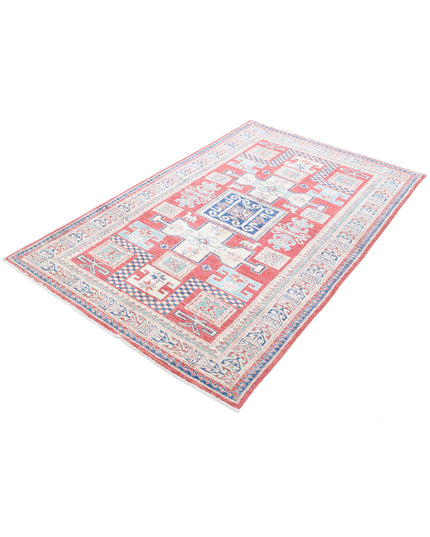 Kazak 4' 1" X 6' 7" Hand Knotted Wool Rug 4' 1" X 6' 7" (124 X 201) / Red / Wool
