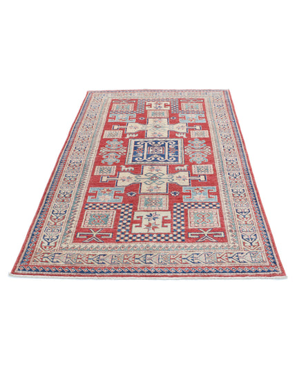 Kazak 4' 1" X 6' 7" Hand Knotted Wool Rug 4' 1" X 6' 7" (124 X 201) / Red / Wool