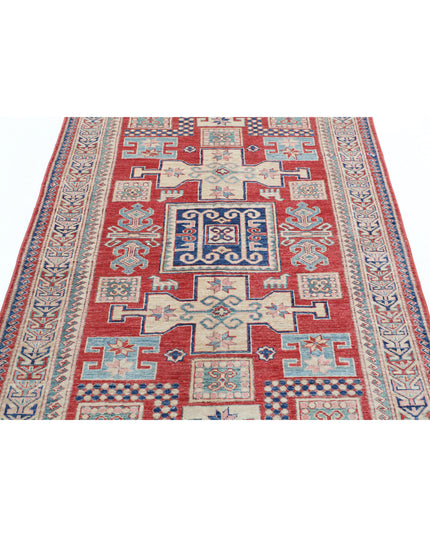 Kazak 4' 1" X 6' 7" Hand Knotted Wool Rug 4' 1" X 6' 7" (124 X 201) / Red / Wool