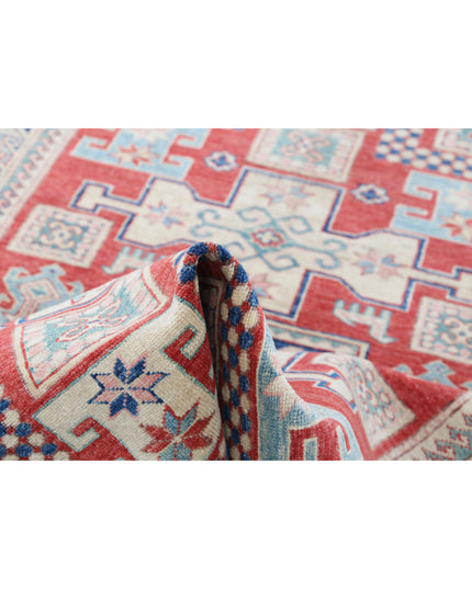 Kazak 4' 1" X 6' 7" Hand Knotted Wool Rug 4' 1" X 6' 7" (124 X 201) / Red / Wool