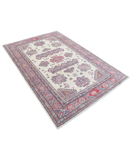 Kazak 4' 10" X 7' 3" Hand Knotted Wool Rug 4' 10" X 7' 3" (147 X 221) / Ivory / Wool
