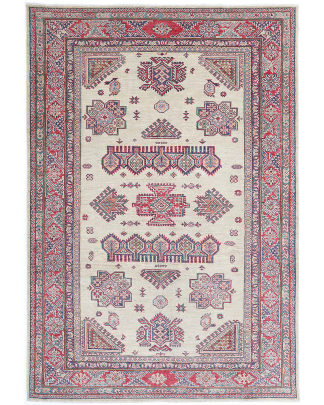 Kazak 4' 10" X 7' 3" Hand Knotted Wool Rug 4' 10" X 7' 3" (147 X 221) / Ivory / Wool