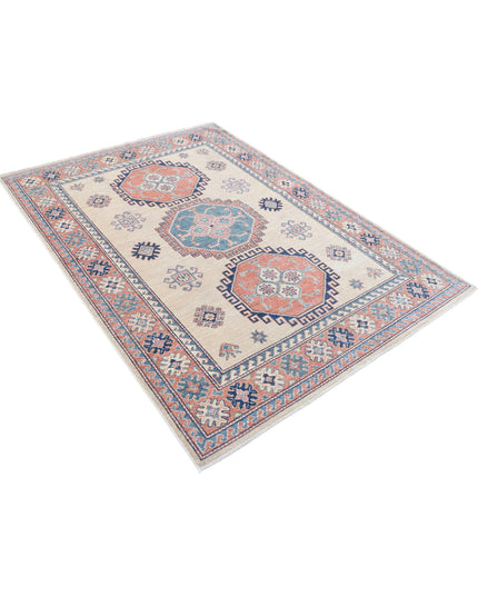 Kazak 4' 10" X 6' 8" Hand Knotted Wool Rug 4' 10" X 6' 8" (147 X 203) / Ivory / Wool