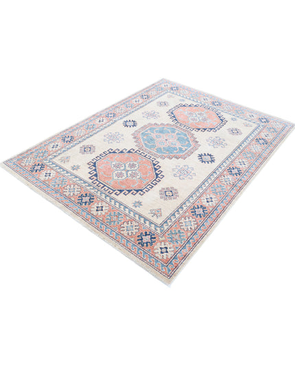 Kazak 4' 10" X 6' 8" Hand Knotted Wool Rug 4' 10" X 6' 8" (147 X 203) / Ivory / Wool