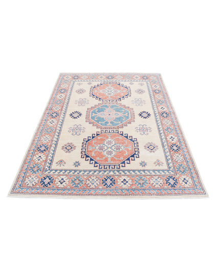 Kazak 4' 10" X 6' 8" Hand Knotted Wool Rug 4' 10" X 6' 8" (147 X 203) / Ivory / Wool