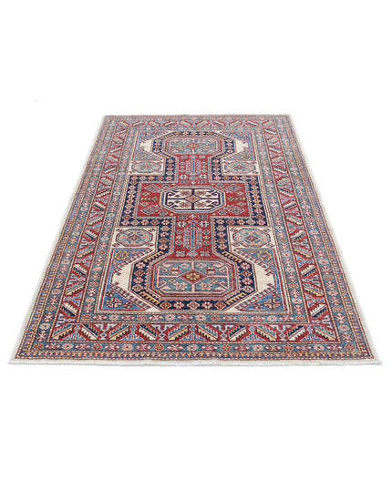 Kazak 4' 2" X 6' 6" Hand Knotted Wool Rug 4' 2" X 6' 6" (127 X 198) / Ivory / Wool
