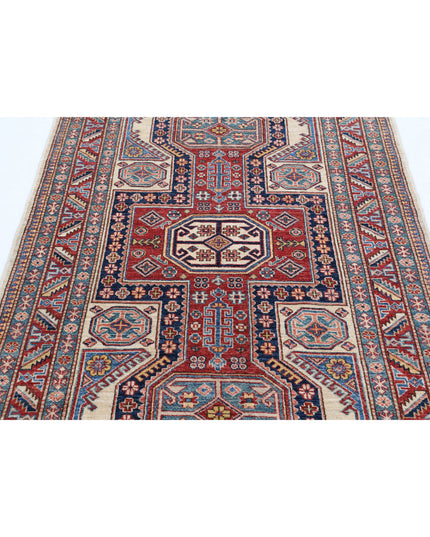 Kazak 4' 2" X 6' 6" Hand Knotted Wool Rug 4' 2" X 6' 6" (127 X 198) / Ivory / Wool