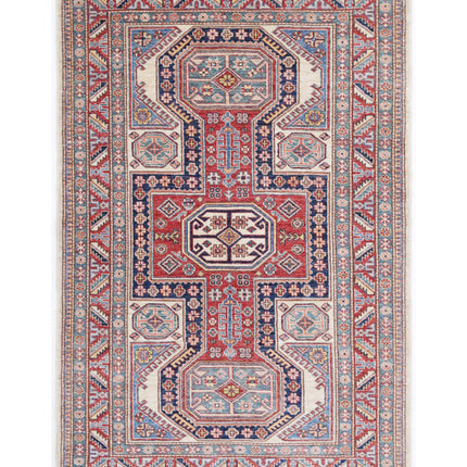 Kazak 4' 2" X 6' 6" Hand Knotted Wool Rug 4' 2" X 6' 6" (127 X 198) / Ivory / Wool