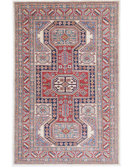 Kazak 4' 2" X 6' 6" Hand Knotted Wool Rug 4' 2" X 6' 6" (127 X 198) / Ivory / Wool