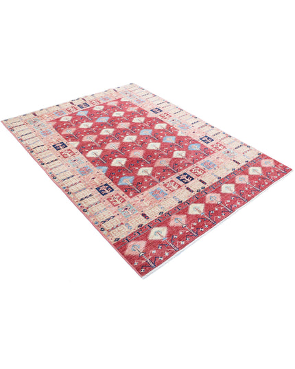 Kazak 4' 11" X 6' 6" Hand Knotted Wool Rug 4' 11" X 6' 6" (150 X 198) / Red / Wool