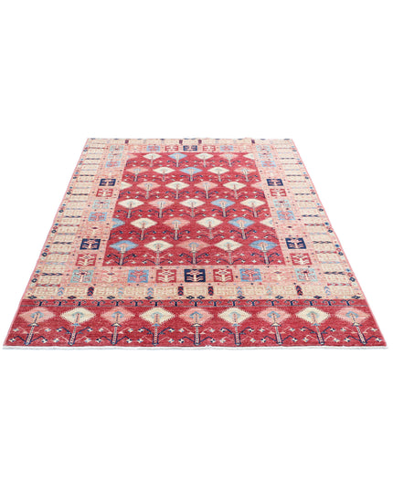 Kazak 4' 11" X 6' 6" Hand Knotted Wool Rug 4' 11" X 6' 6" (150 X 198) / Red / Wool